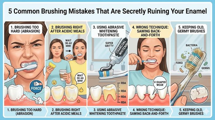 5 Common Brushing Mistakes That Secretly Ruin Your Enamel Infographic
