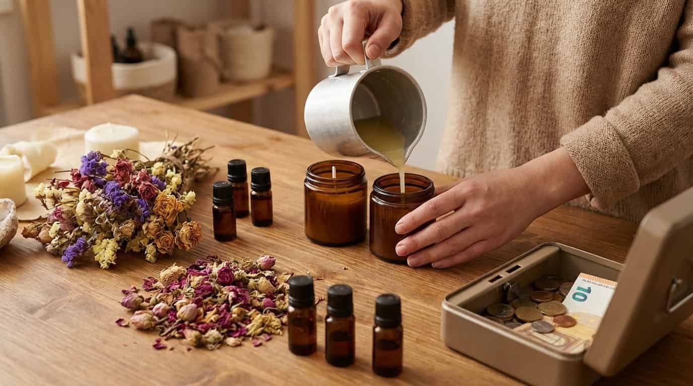 Creare lumanari handmade cu flori si uleiuri esentiale pentru o afacere profitabila acasa.