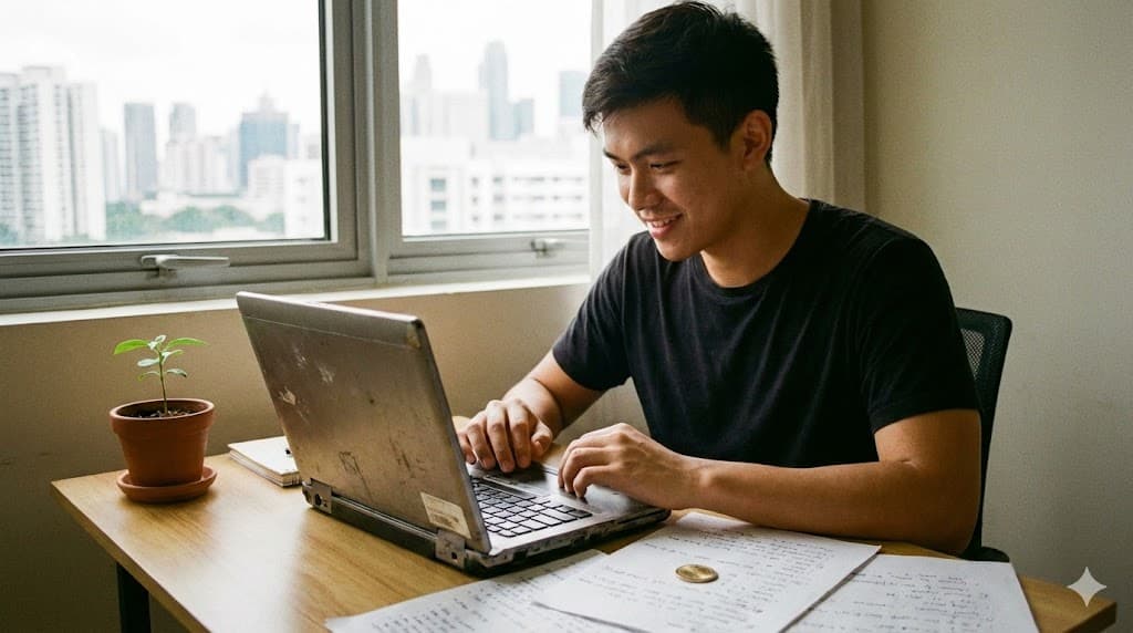 Start afacere online de la zero: laptop și planificare buget minim.