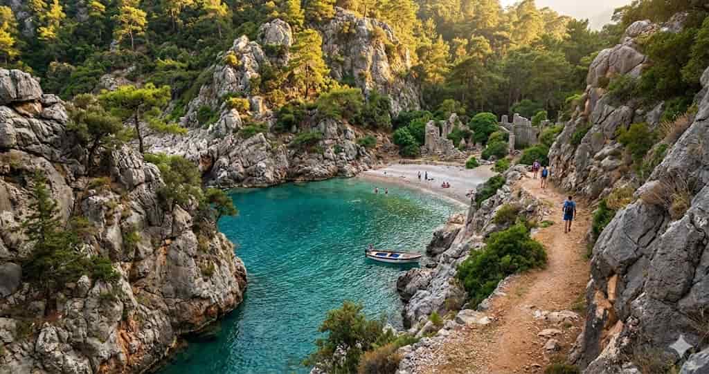 Secluded cove and nature landscape in Antalya beyond resorts