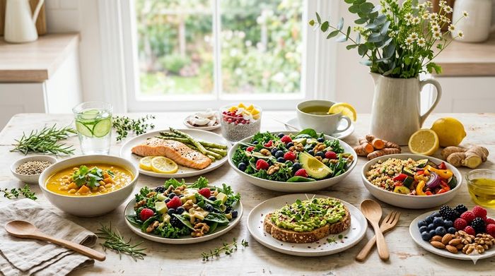 Various vibrant anti-inflammatory clean eating recipes.