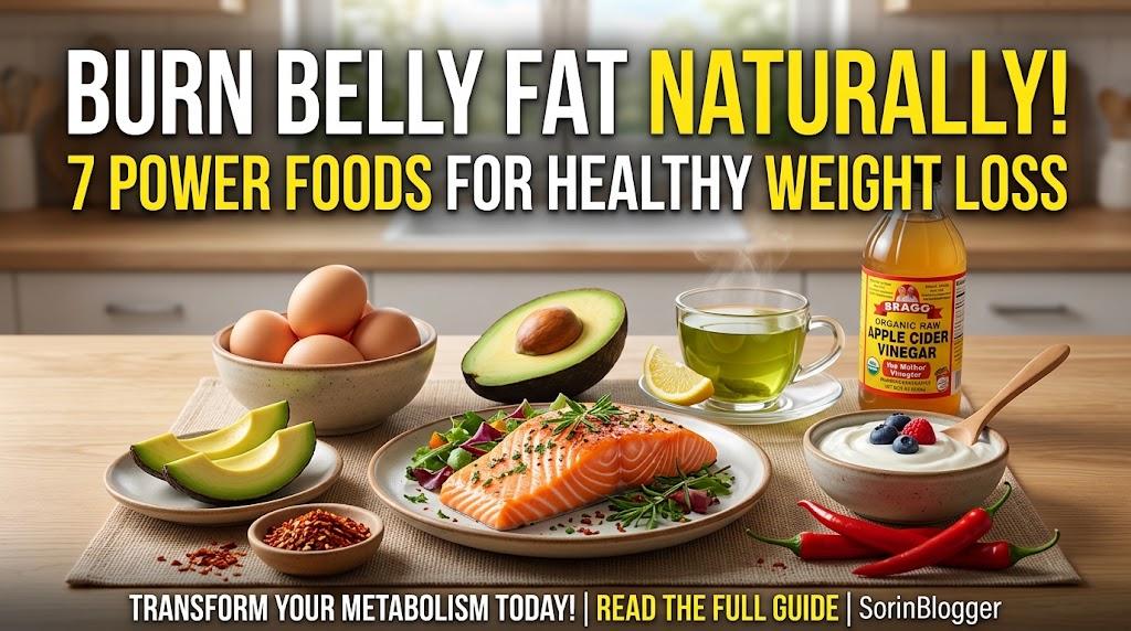 7 healthy foods that naturally burn visceral belly fat and boost weight loss on a kitchen table