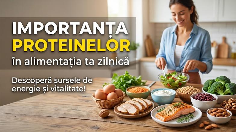 Alimente bogate în proteine animale și vegetale pregătite pe o masă din bucătărie.