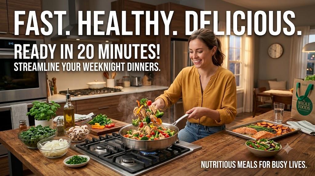 Fast, healthy weeknight dinner stir-fry prepared in under 20 minutes in a home kitchen.